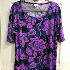 “Julia” sheath dress in black, teal, and purple